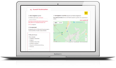 Zustellgebiet online festlegen