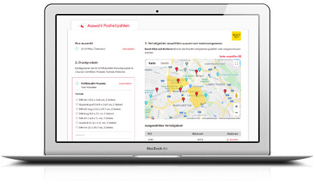 Zustellgebiet online festlegen